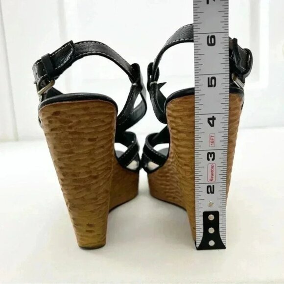 Aldo Wedge Sandals Strappy Platform Slingbacks Black EU38 US 7.5 - Picture 8 of 16